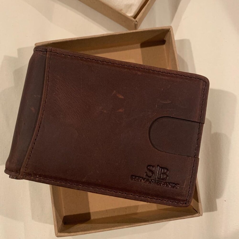 RFID Blocking Slim Bifold Genuine Leather Minimalist Front Pocket Wallet for Men
